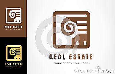 Real Estate Logo Design Vector Column Vector Illustration